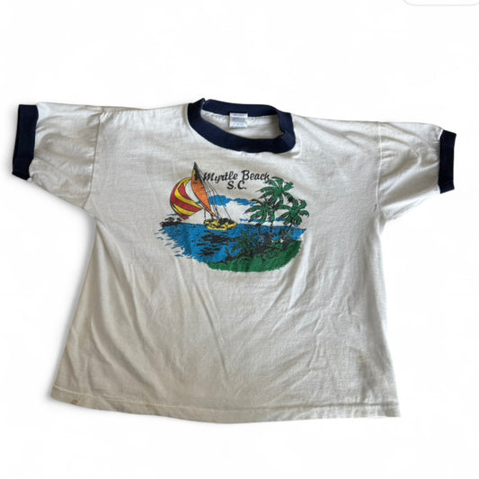 Size L Vintage Myrtle Beach Ringer Tee