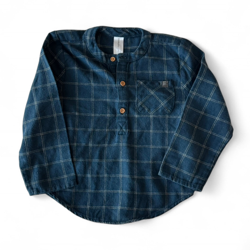 3T Grid Mandarin Collar Shirt