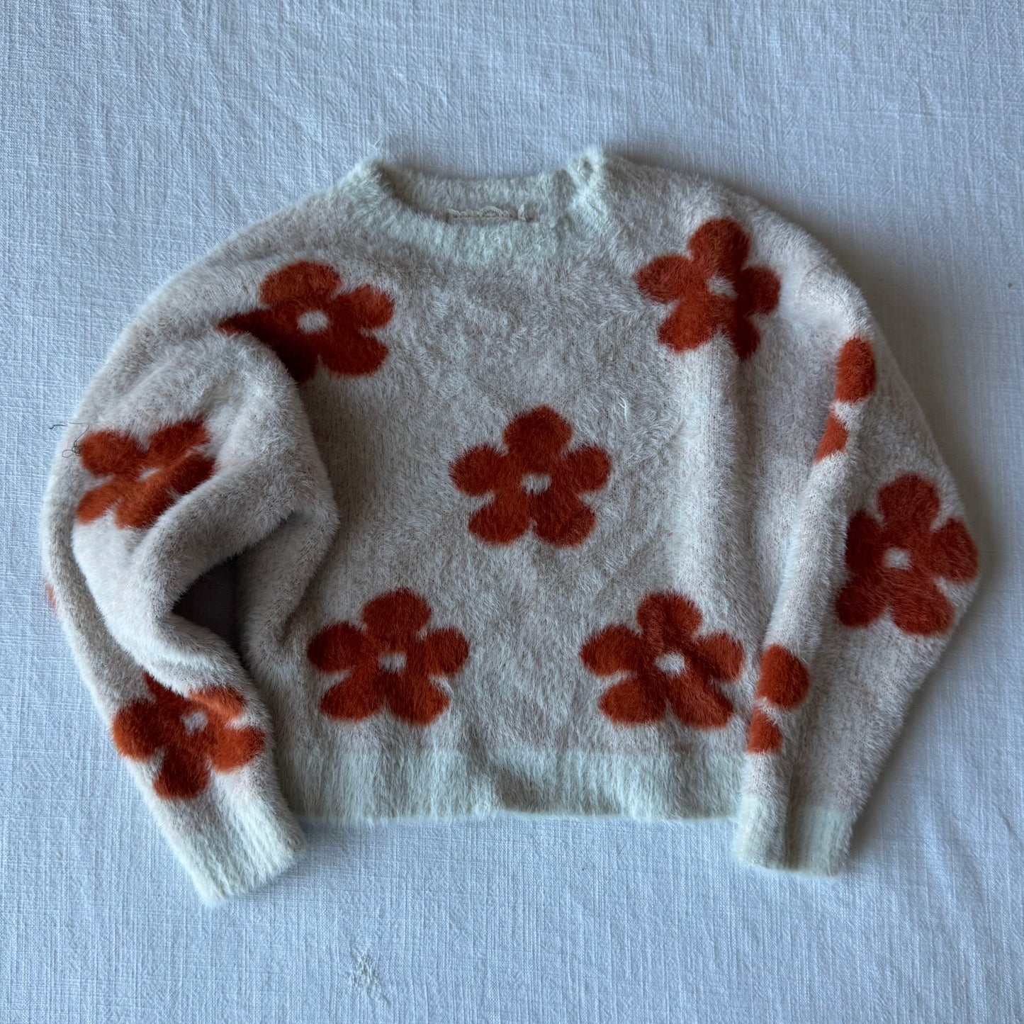 Size 7 Soft, Fuzzy Flower Sweater