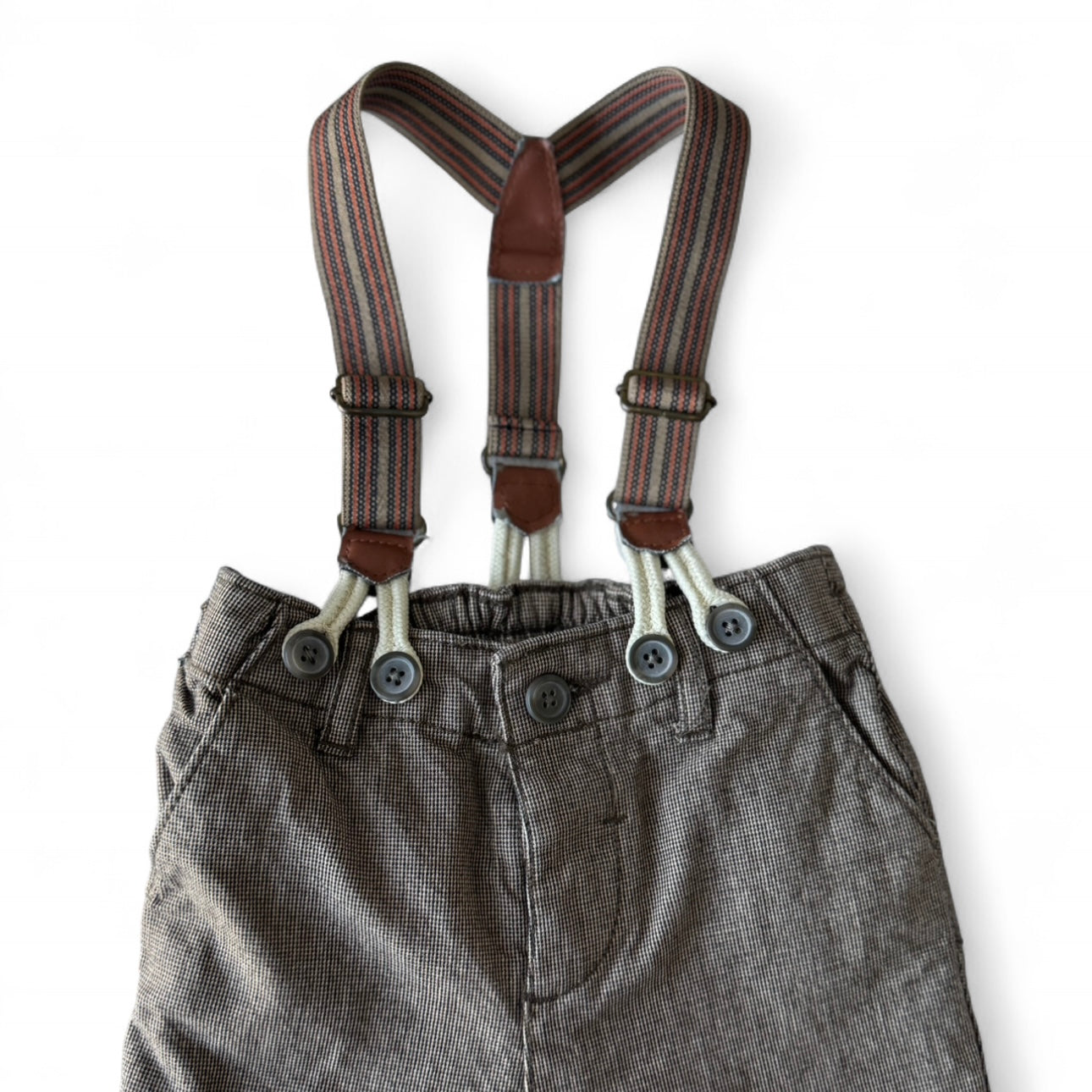 6-12 months Brown Suspender Pants