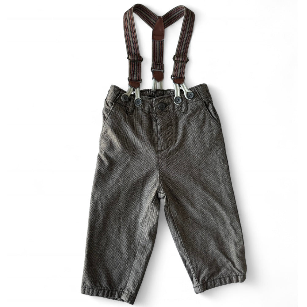 6-12 months Brown Suspender Pants