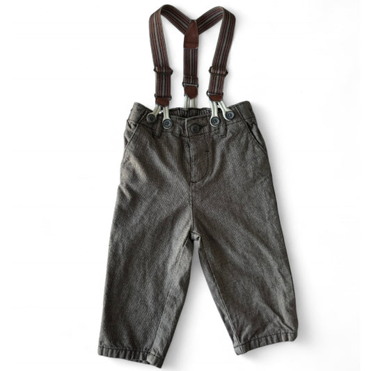 6-12 months Brown Suspender Pants