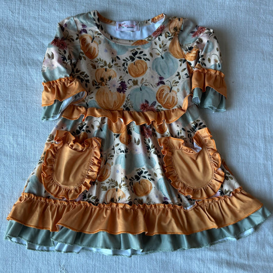 2T Pumpkin Ruffle Dress