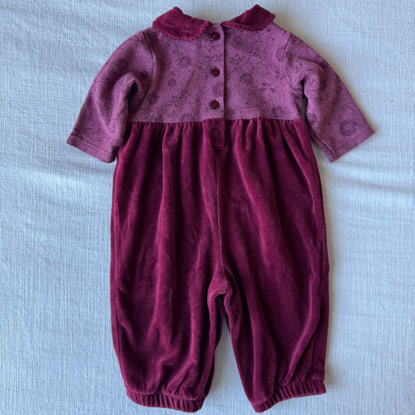 6-9 Months Vintage Floral Velour Jumpsuit