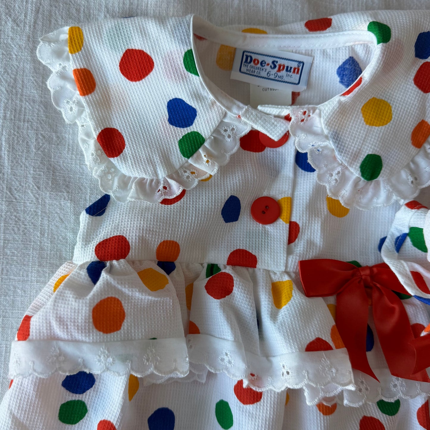 6-9 months Vintage Polka Dot Romper w/Hat