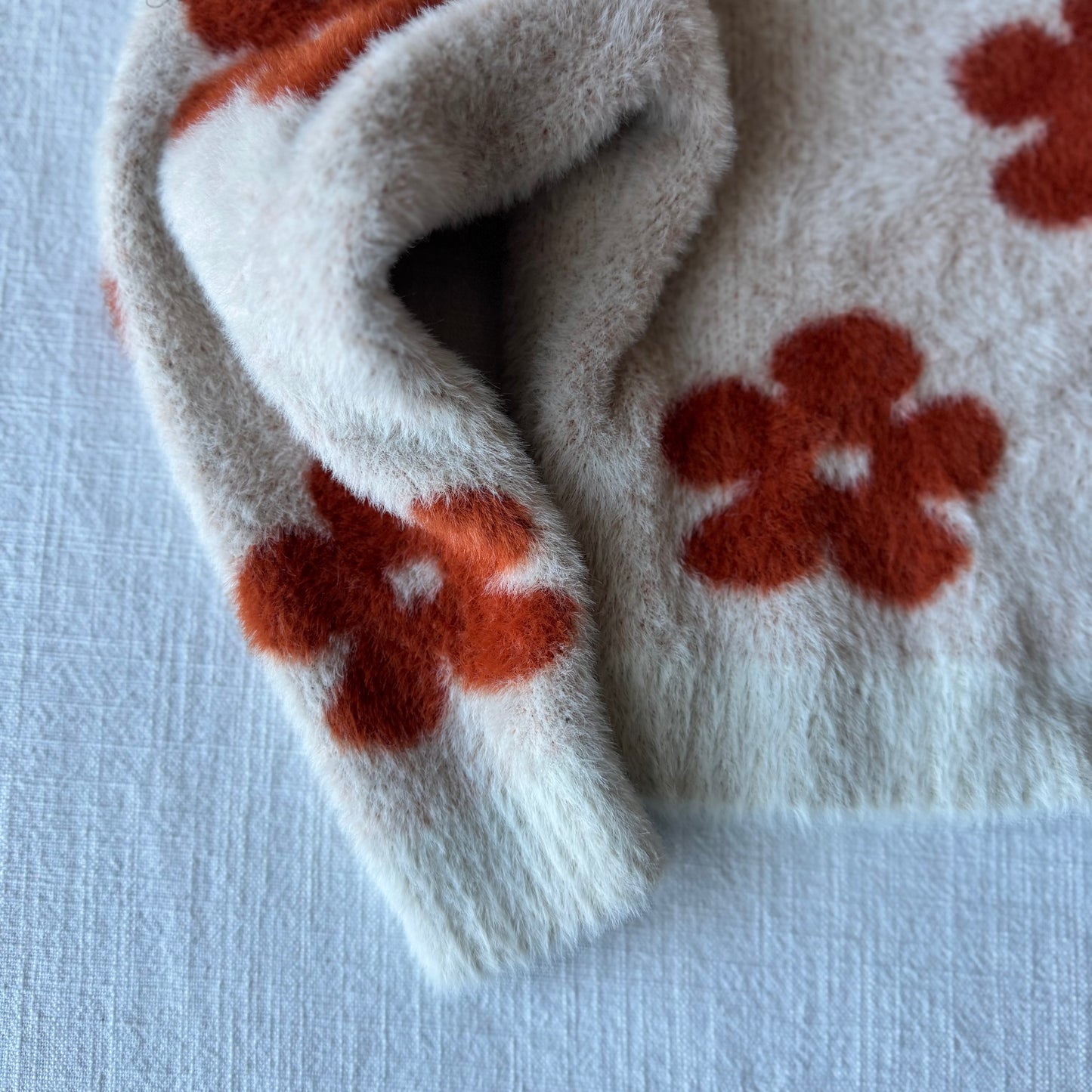 Size 7 Soft, Fuzzy Flower Sweater