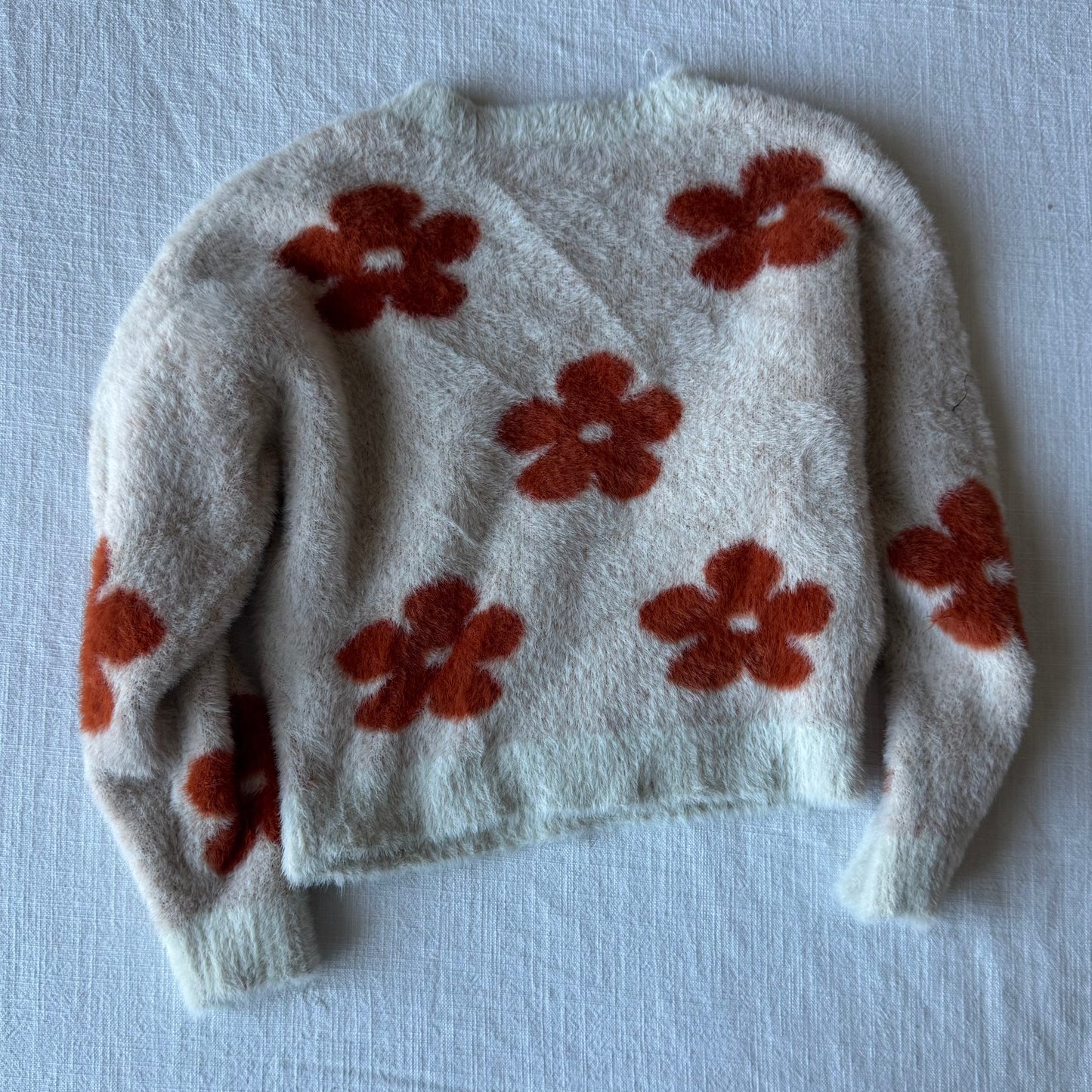 Size 7 Soft, Fuzzy Flower Sweater
