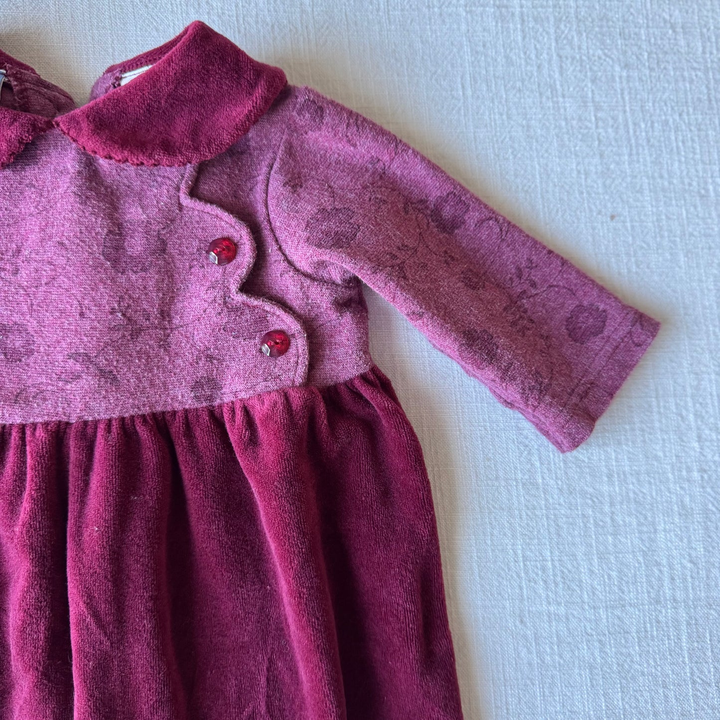 6-9 Months Vintage Floral Velour Jumpsuit