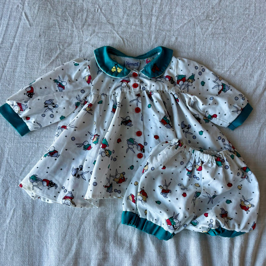 3-6 months Vintage Nannette Snow Bunnies Outfit